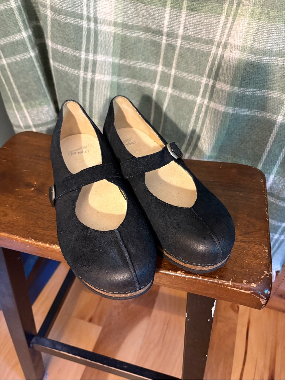 Dansko Mika Black nubuck Mary Jane Wedge Flats with Buckle - Picture 4 of 9